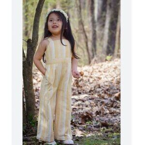 Tommy Bahama Toddler Girls Yellow Stripe Jumpsuit Romper 2T EUC